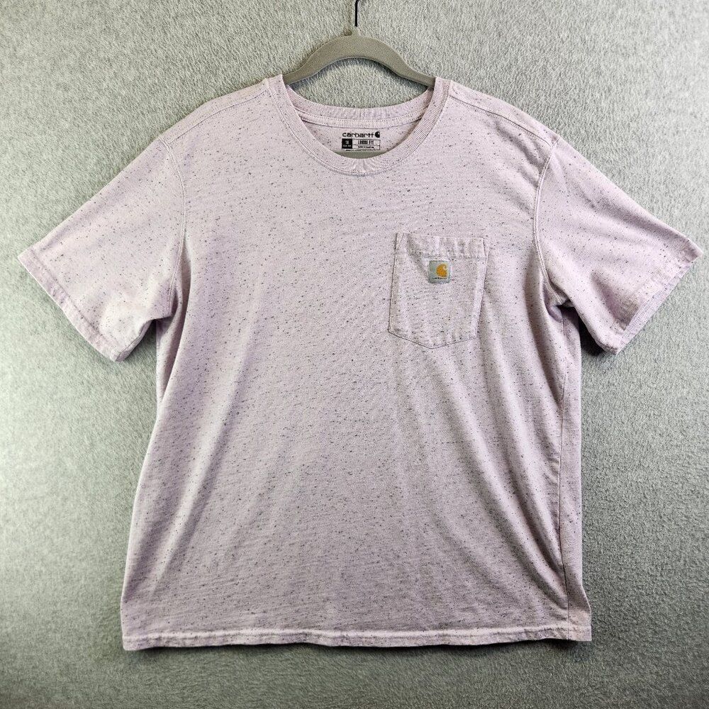 Carhartt Shirt Womens 1X Pink Speckled Pocket Tee Textured Loose Fit Heavy